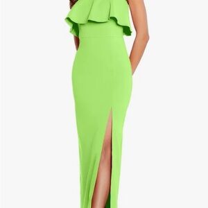 Elegant Green Ruffle Maxi Dress